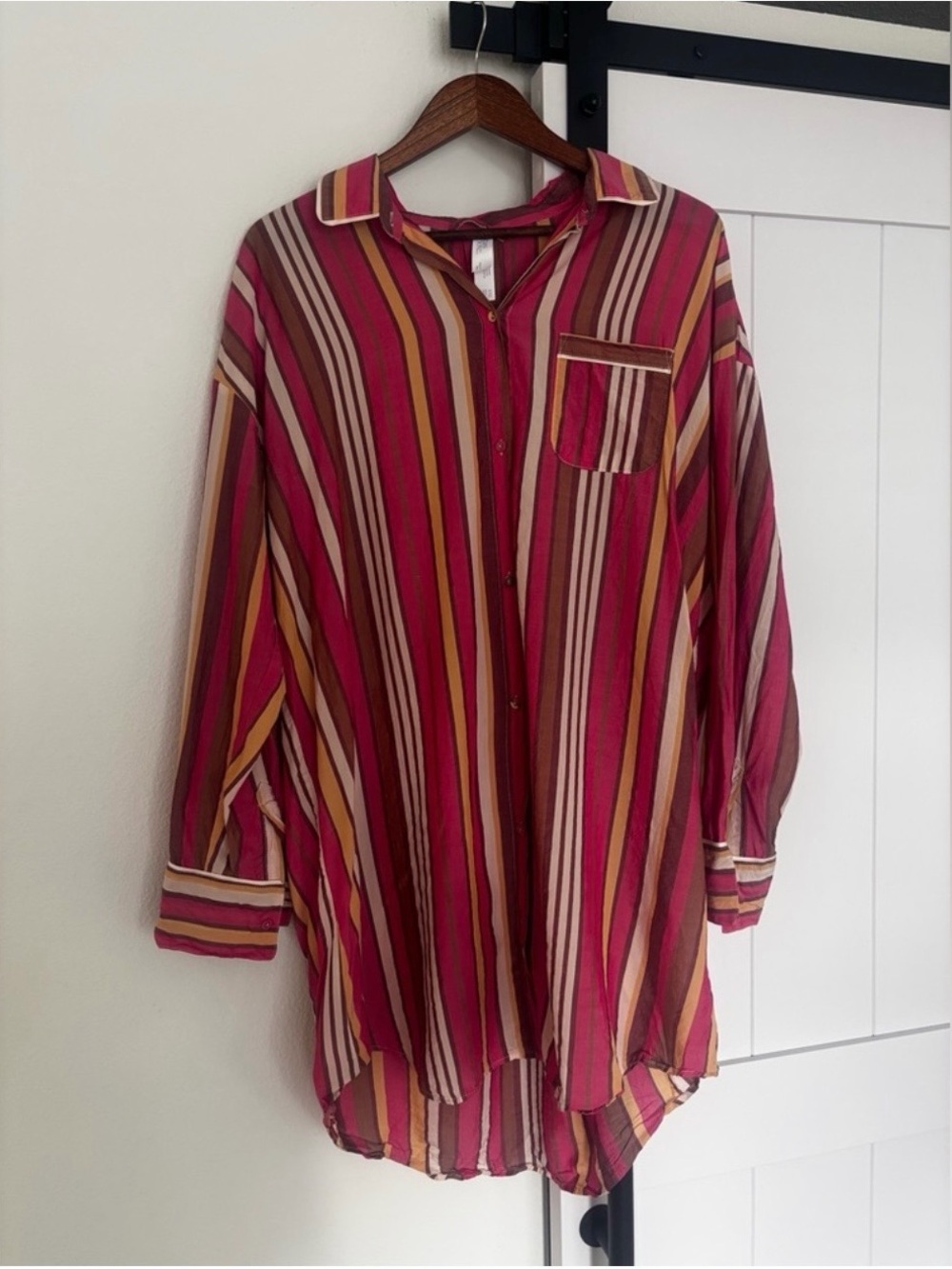 stars above Striped Button-Down in Pink Multi